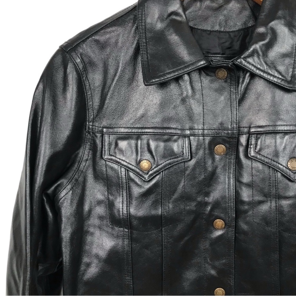 Vintage 90’s Leather Jacket Western Trucker Y2K